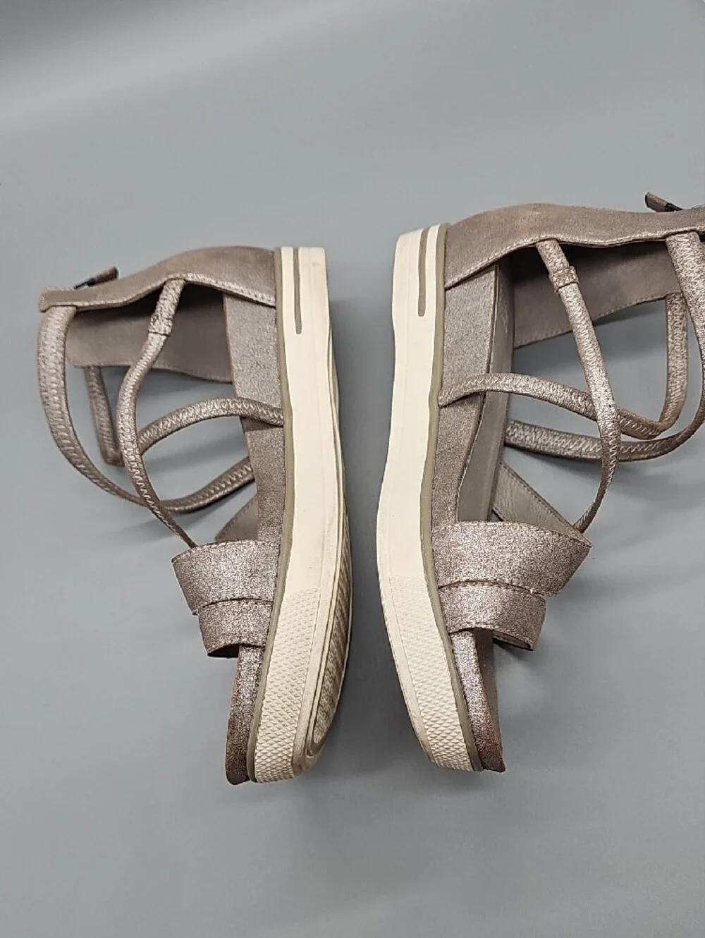 Eileen Fisher Metallic Blush Strappy Sandals